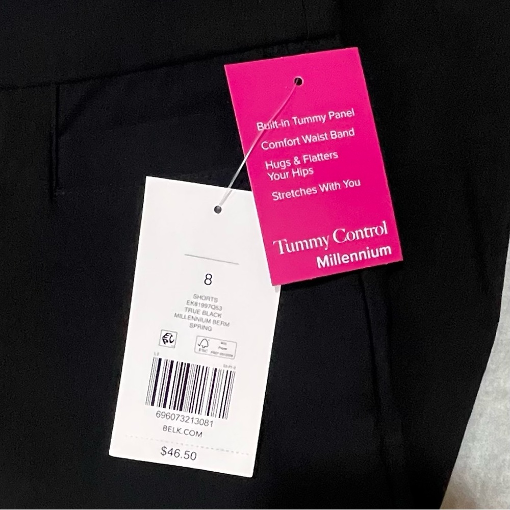 NWT Kim Rogers Black Millennium Bermuda Pull On Shorts Stretch Tummy Control - Picture 6 of 8